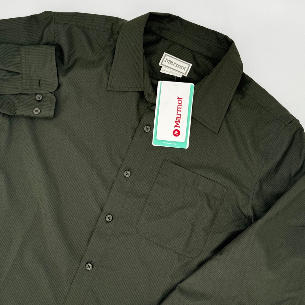 Marmot Arex LS Shirt‎ Mens Medium Rosin Green Button Down Hiking Outdoor M16473